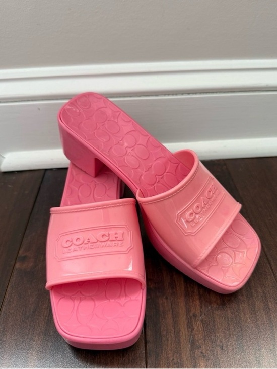 Coach Shoes - Coach Pink Chunky Heel Slide Mules